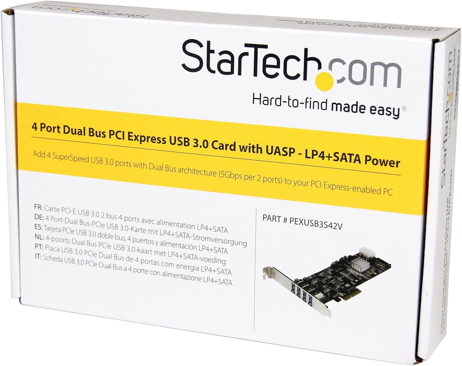 StarTech.com 4-Port USB 3.0 PCI Express Card Adapter - PCIe SuperSpeed USB 3.0 Expansion Card w/ 2 Dedicated 5Gbps Channels