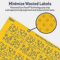 Avery Printable Square Labels, Sure Feed Technology, 2-1/8" x 2-1/8", Bright Yellow, Print-to-The-Edge