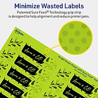 Avery Printable Rectangle Labels, Sure Feed Technology, 1" x 4", Bright Green, Laser/Inkjet Printable