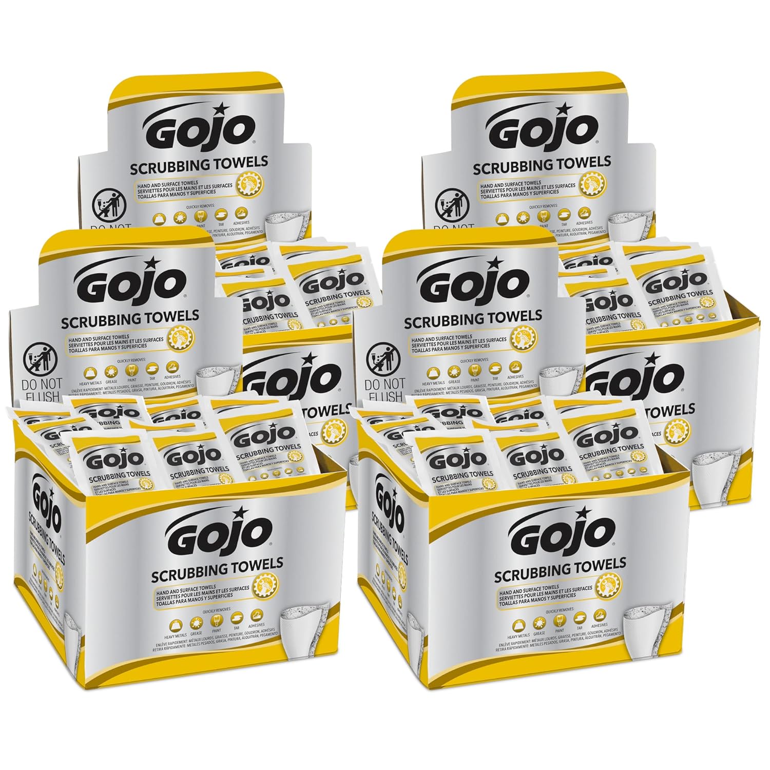 GOJO Scrubbing Towels, Citrus Scent, 80 Count Individually Wrapped Extra-Large Textured Wet Towels in a Counter Display Box