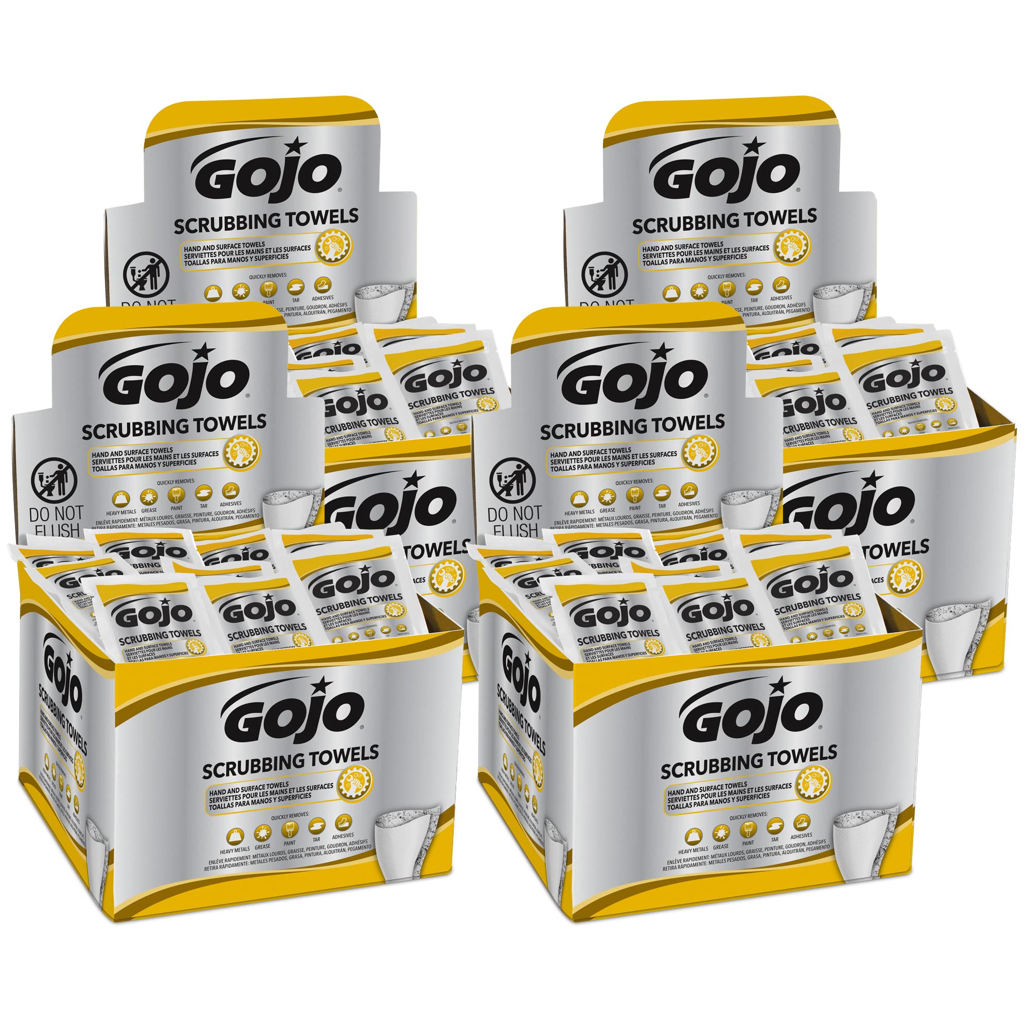 GOJO Scrubbing Towels, Citrus Scent, 80 Count Individually Wrapped Extra-Large Textured Wet Towels in a Counter Display Box