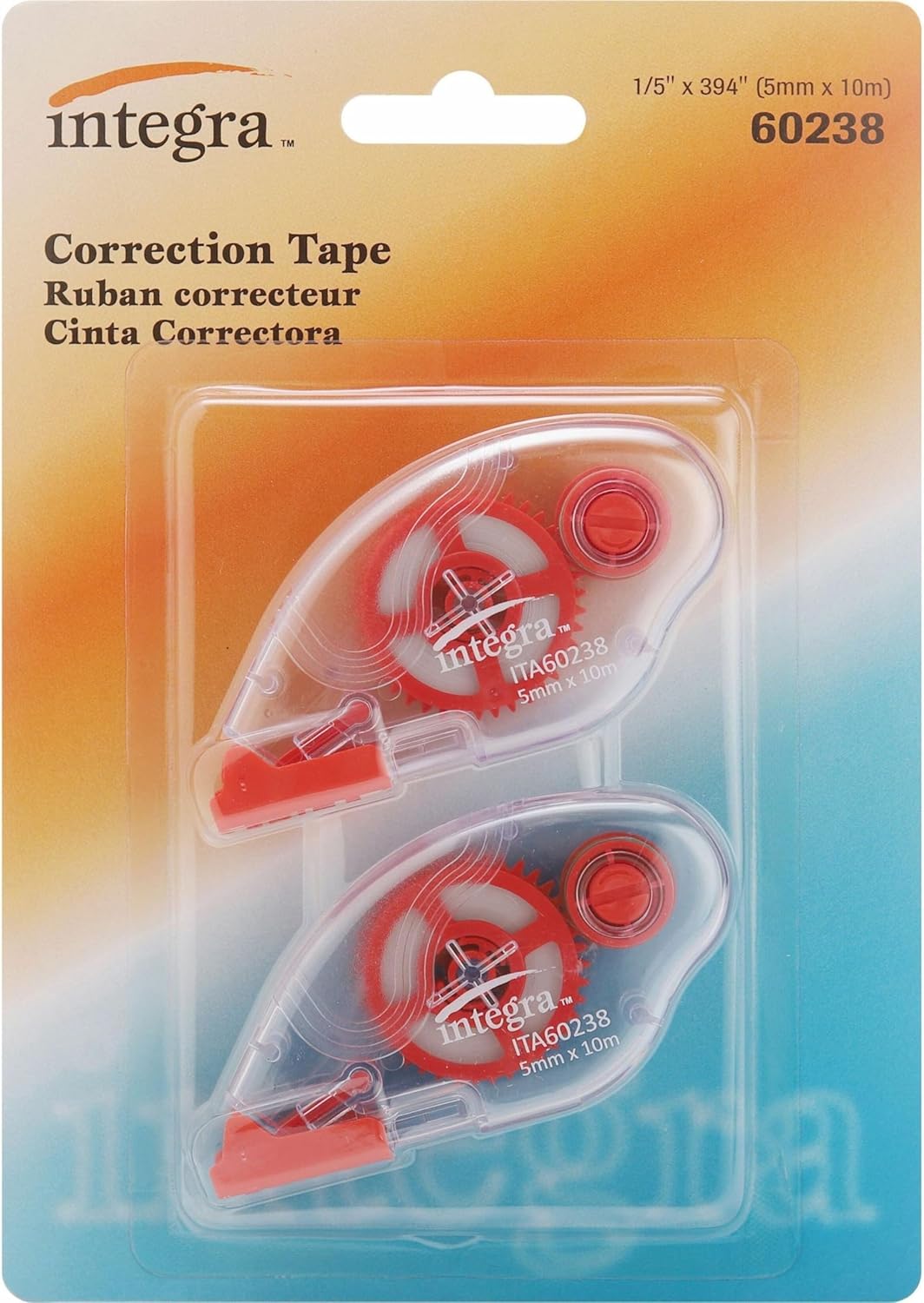 Integra Correction Tape - 2 Dispensers/PK - Holds Total 1 Tape(s) - White - 2 / Pack