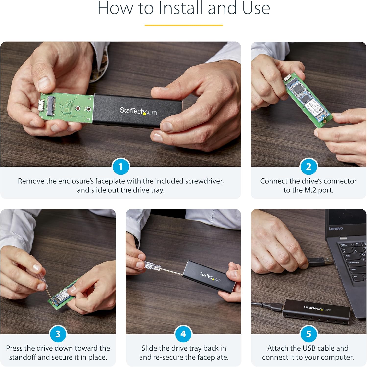 StarTech.com M.2 SSD Aluminum Enclosure to USB 3.0 (5Gbps) with UASP - Black - M.2 NGFF SATA with B Key & B+M Key