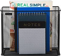 Mind Reader Vertical File Storage, Desktop Organizer, Hanging Files, Office, Metal Mesh, 12.25"L x 5.5"W x 10"H, Black Black 12.25 x 5.5 x 10