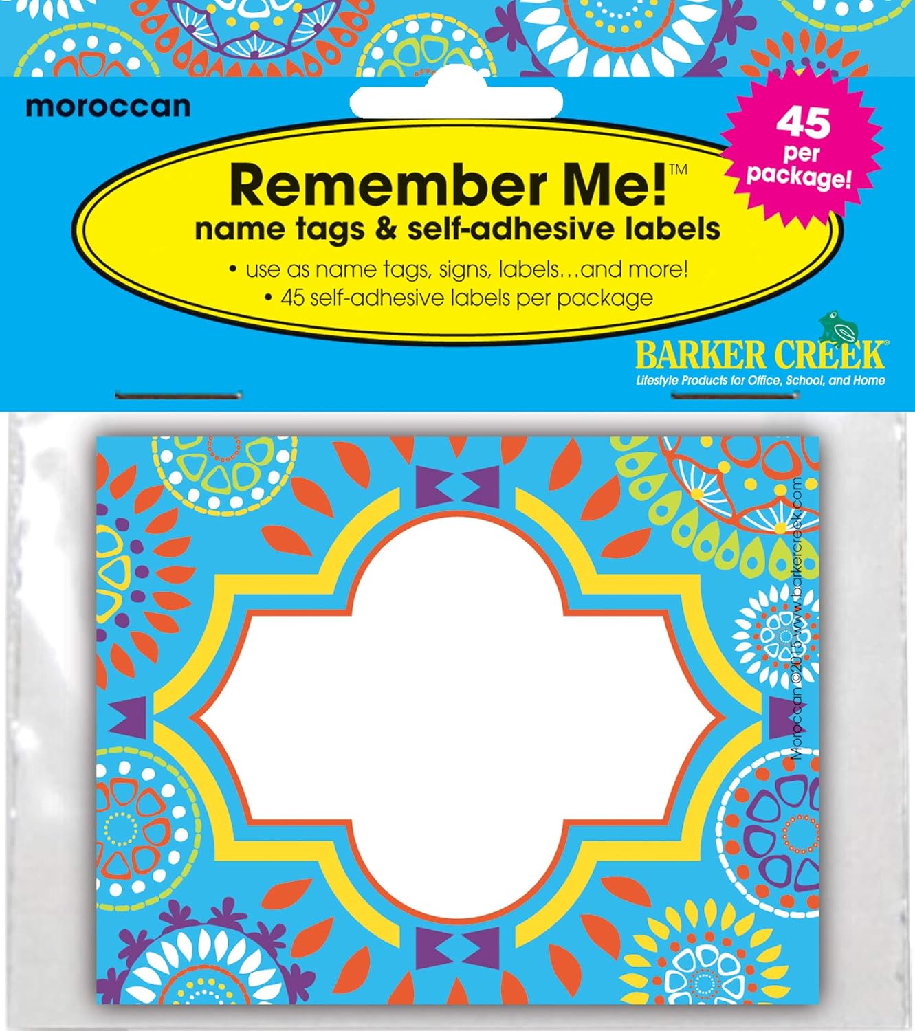 Barker Creek Name Badges & Self-Adhesive Labels, Moroccan, Multi-Purpose Name Tags, Gift Tags, and More! 3.5" x 2.75"