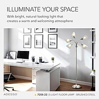 Adesso 7205-22 Multi-White Shade Floor Lamp, Adjustable Gooseneck Arms, Silver