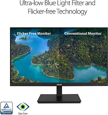 ASUS 23.8”1080P Monitor(VA24DQSB)-Full HD,IPS,75Hz,Speakers Adaptive-Sync Low Blue Light Flicker Free VESA Mountable