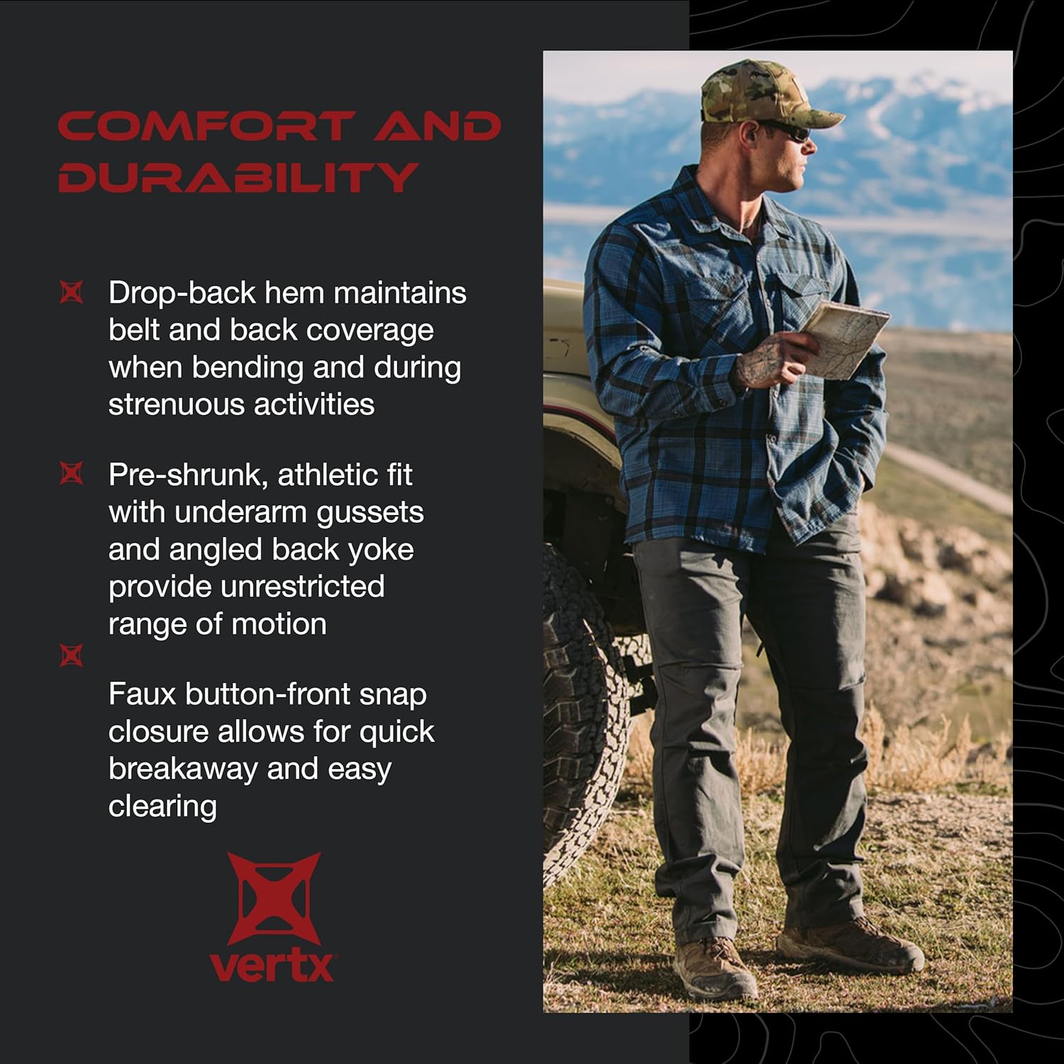 VERTX Canyon River Men's Tactical Flannel Shirt Long Sleeve