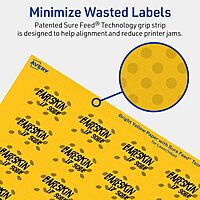 Avery Printable Rectangle Labels, Sure Feed Technology, 1" x 1-1/2", Bright Yellow, Print-to-The-Edge, Laser/Inkjet Printable