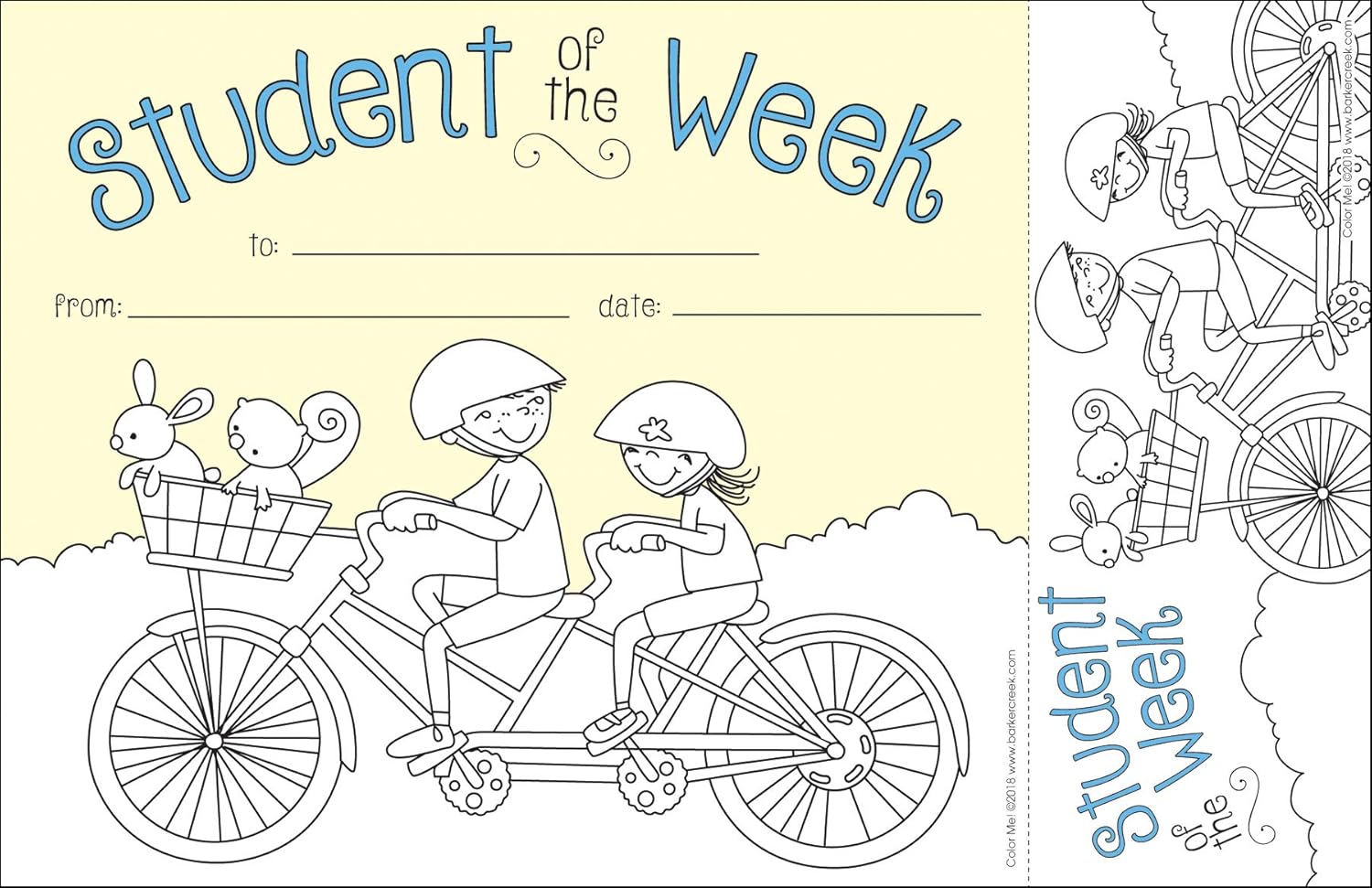 BARKER CREEK Recognition Awards and Bookmarks, Color Me Student of The Week, Awards are 6-3/8" x 5-1/2"