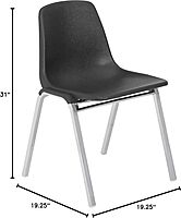 National Public Seating 8100 Series Poly Shell Stack Chairs, Blue - Set of 4 (Model 8125-4)