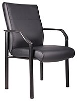 Boss Office Products Mid Back LeatherPlus Guest Chair in Black, 250 lbs