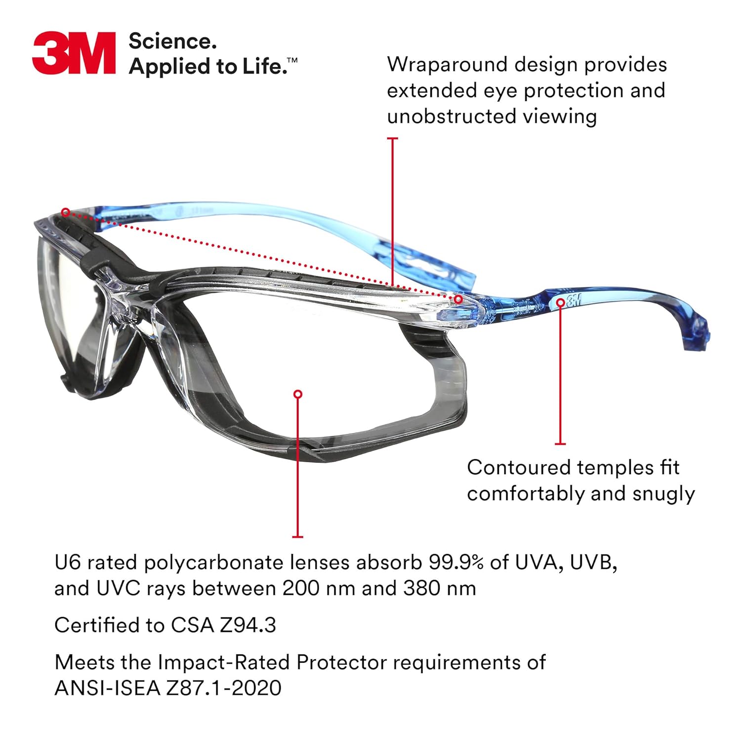 3M Virtua CCS Safety Glasses with Removable Foam Gasket