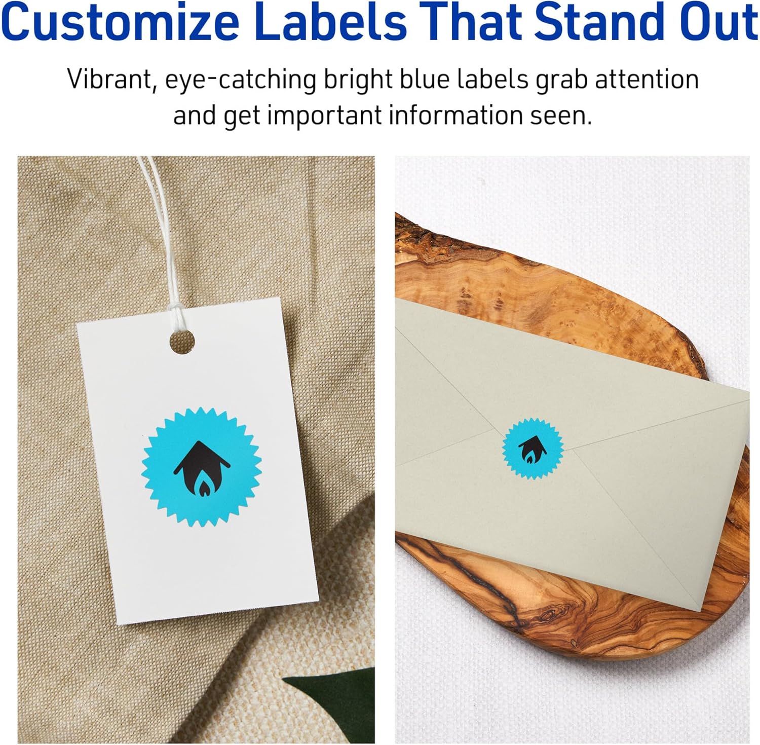 Avery Printable Starburst Labels, Sure Feed Technology, 1", Bright Blue Labels, Print-to-The-Edge, Laser/Inkjet, 480 Total