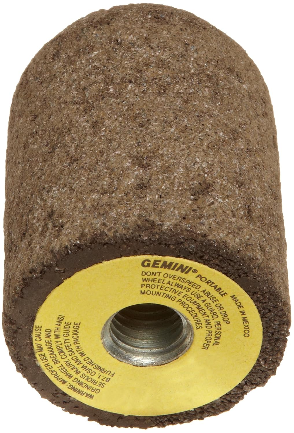 Norton Gemini Snagging Abrasive Plug, Type 18R, Round Tip, Aluminum Oxide, 5/8"-11 Arbor, 2" Diameter x 3" Thickness, Grit 24