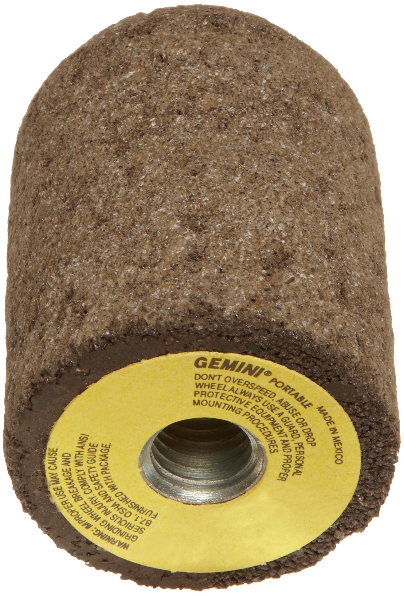 Norton Gemini Snagging Abrasive Plug, Type 18R, Round Tip, Aluminum Oxide, 5/8"-11 Arbor, 2" Diameter x 3" Thickness, Grit 24