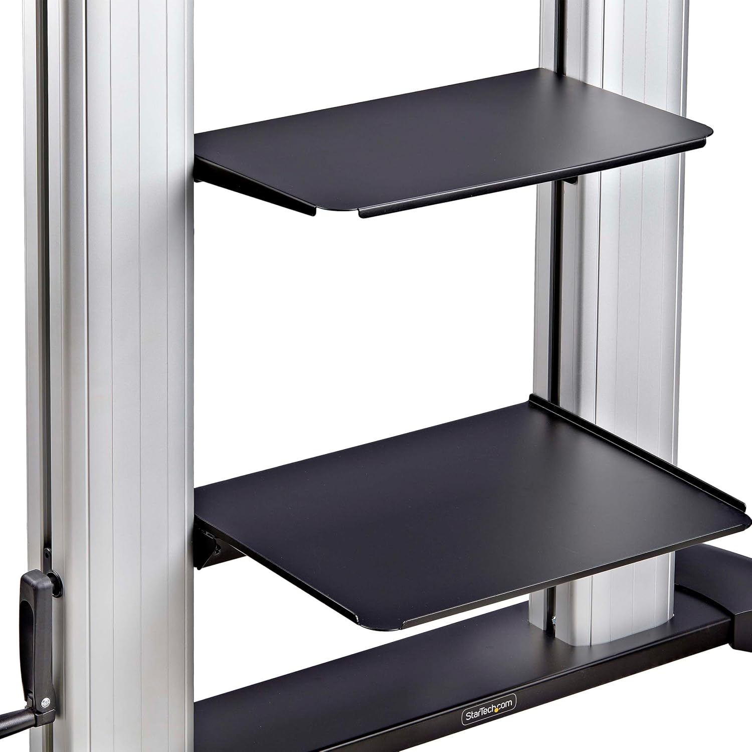 StarTech.com Rolling TV Cart/Stand On Wheels, Up to 100-inch/220lb Flat Screens, Hand Crank Height Adjustable Mobile Trolley