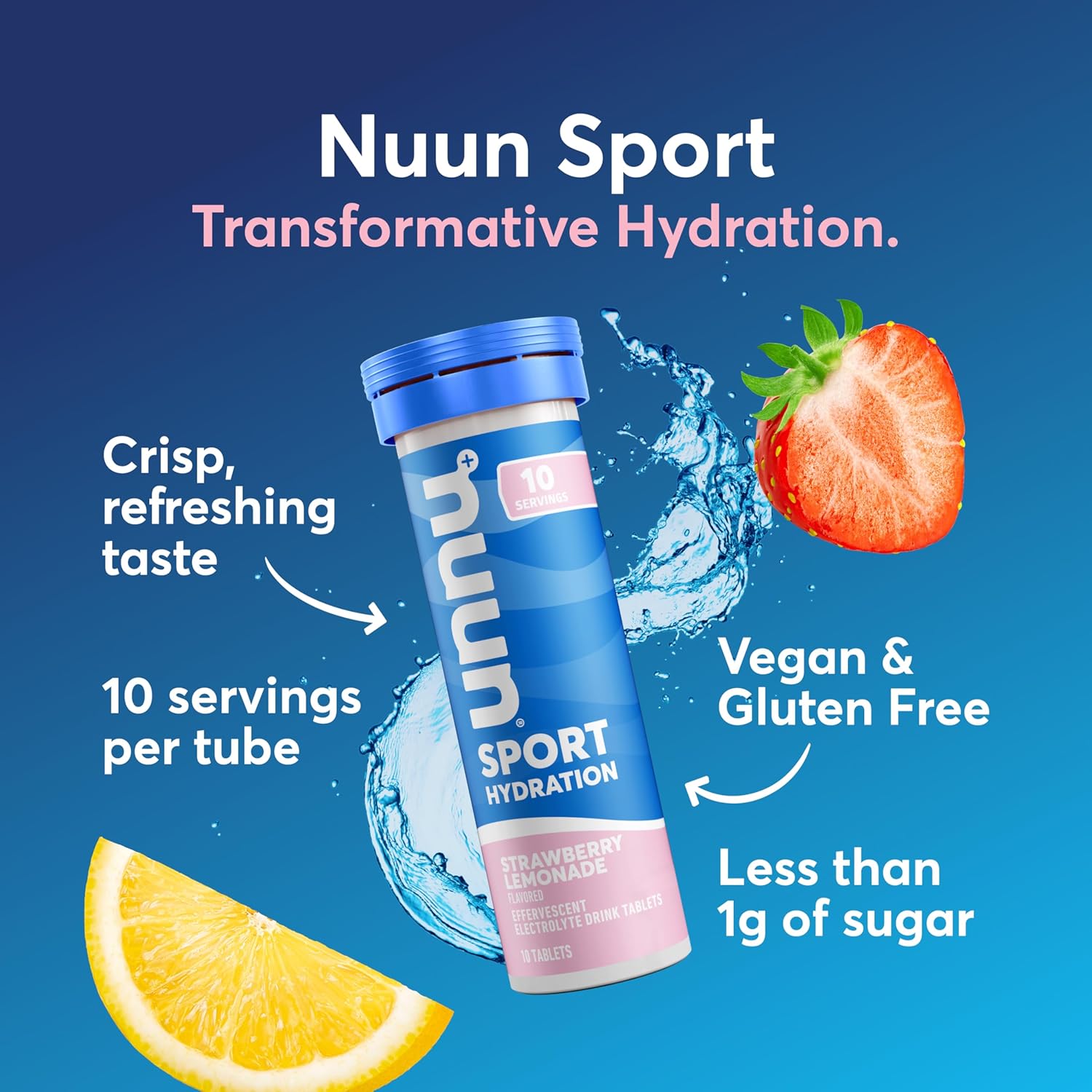 NUUN Sport Electrolyte Tablets with Magnesium, Calcium, Potassium, Chloride & Sodium, Gluten Free & Vegan