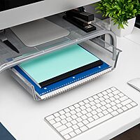 MIND READER Monitor Stand Ventilated Metal Mesh Laptop Riser and Desktop Organizer