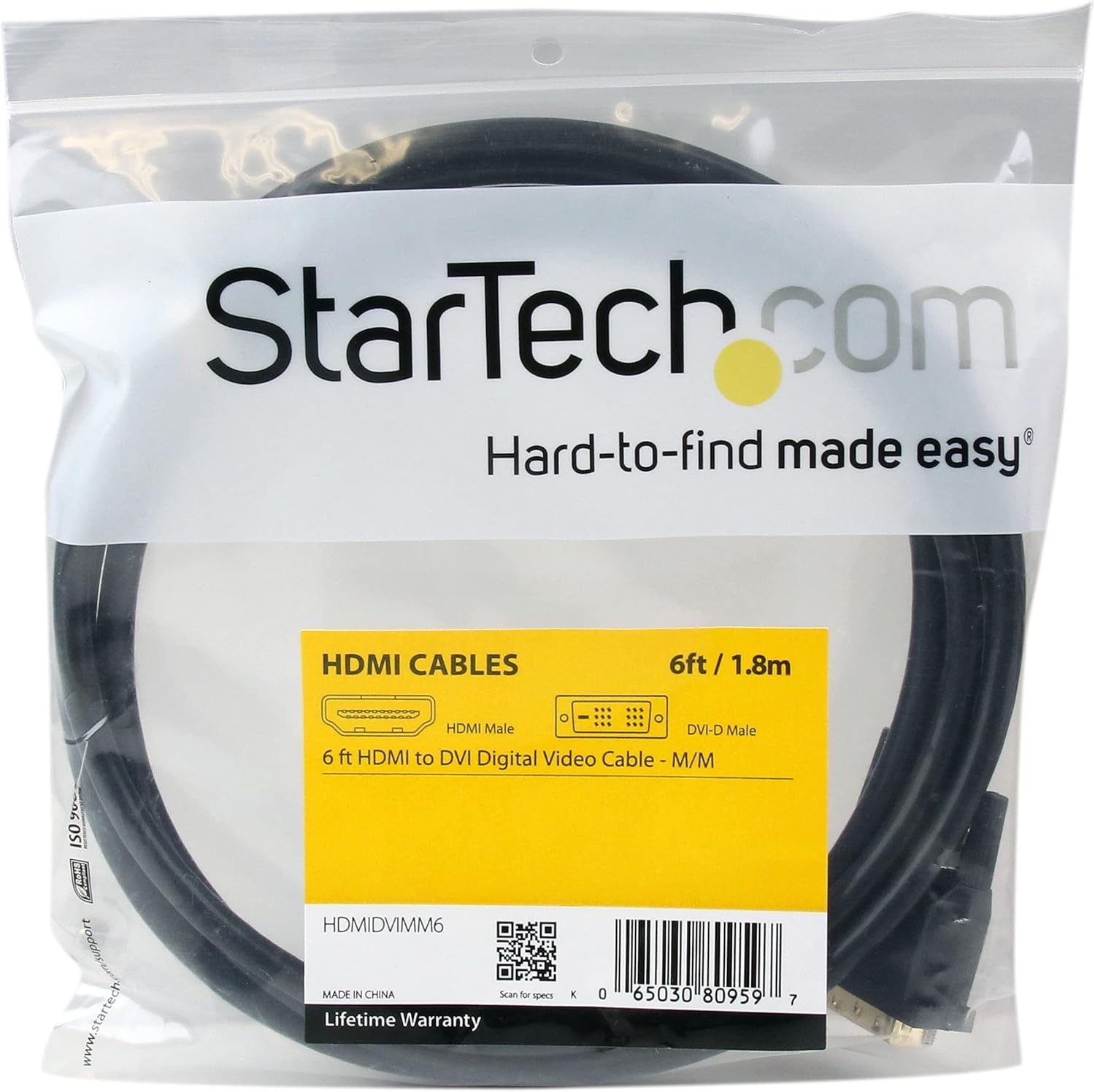 StarTech.com HDMI to DVI-D Cable - Bi-Directional