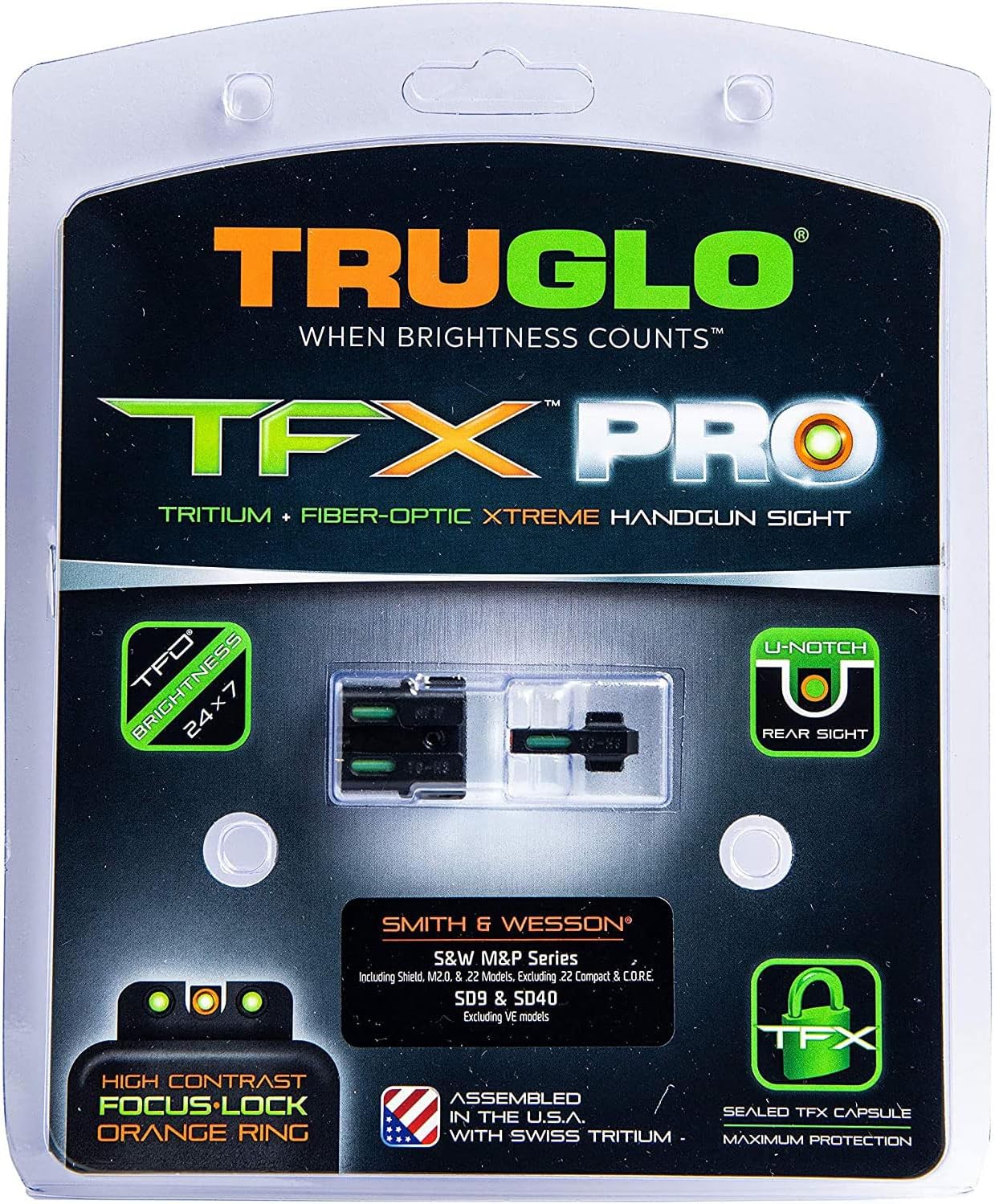TRUGLO TFX PRO Handgun Night Sights Tritium and Fiber Optic