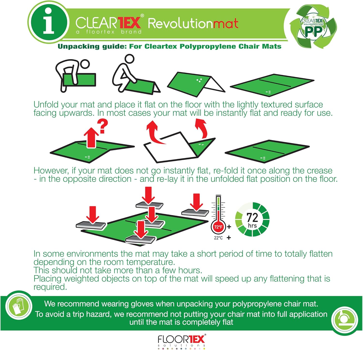 FLOORTEX Cleartex Revolutionmat Polypropylene Rectangular Chair Mat for Hard Floors