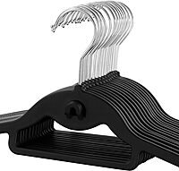 Elama Home 30 Piece Rubber Non Slip Hanger with Hanging Tab in Black