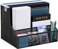 Mind Reader Desktop Organizer, Vertical File Storage, Letter Size, Office, Metal Mesh, 12.15" L x 9.5" W x 9.5" H, Black