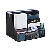 Mind Reader Desktop Organizer, Vertical File Storage, Letter Size, Office, Metal Mesh, 12.15" L x 9.5" W x 9.5" H, Black