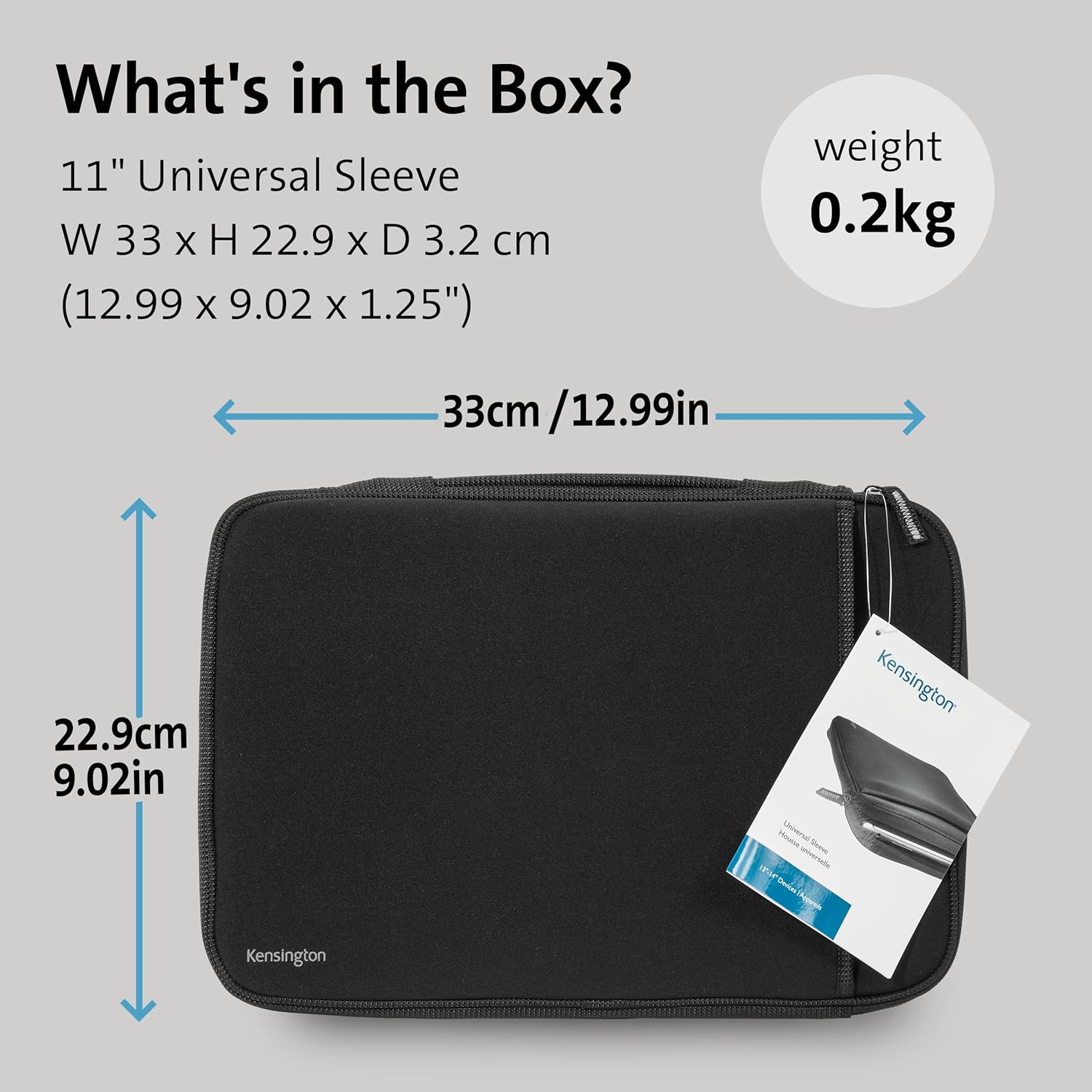 Kensington Laptop Sleeve with Storage Pocket and Fleece Interior