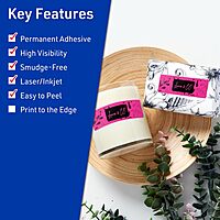 Avery Printable Rectangle Labels, Sure Feed Technology, 1-1/3" x 4", Neon Magenta Labels, Laser/Inkjet Printable, 140 Total