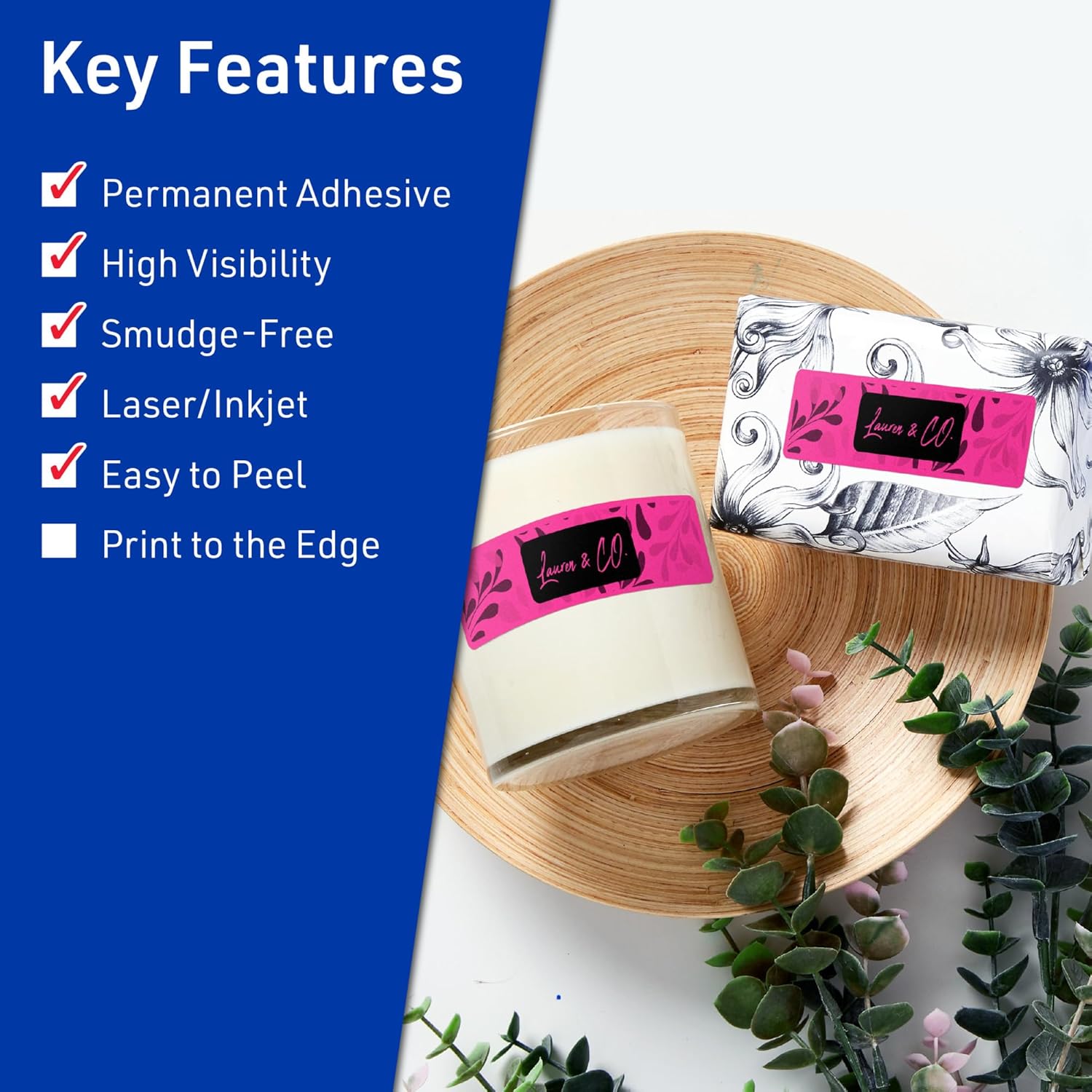 Avery Printable Rectangle Labels, Sure Feed Technology, 1-1/3" x 4", Neon Magenta Labels, Laser/Inkjet Printable, 140 Total