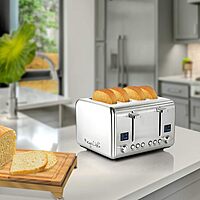 MegaChef 4-Slice Stainless Steel Toaster, Silver