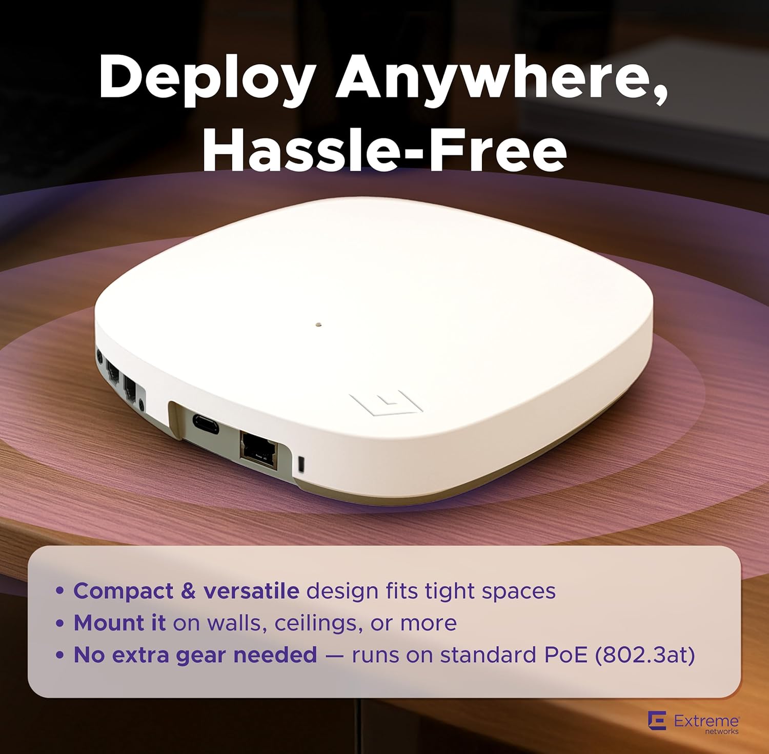 AP4000-WW Tri-Radio Indoor Wi-Fi 6E Access Point - 2.4GHz/5GHz/6GH, Multi-OS Support, Cloud-Managed with ExtremeCloud IQ