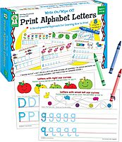 Key Education Publishing Write-On/Wipe-Off Print Alphabet Letters, Literacy Activities, Develop Handwriting and Fine Motor Skills, Teaches The Alphabet and Letter Sounds Ages 5+ (21 pc), 5.5" x 8.5"