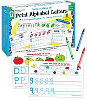 Key Education Publishing Write-On/Wipe-Off Print Alphabet Letters, Literacy Activities, Develop Handwriting and Fine Motor Skills, Teaches The Alphabet and Letter Sounds Ages 5+ (21 pc), 5.5" x 8.5"