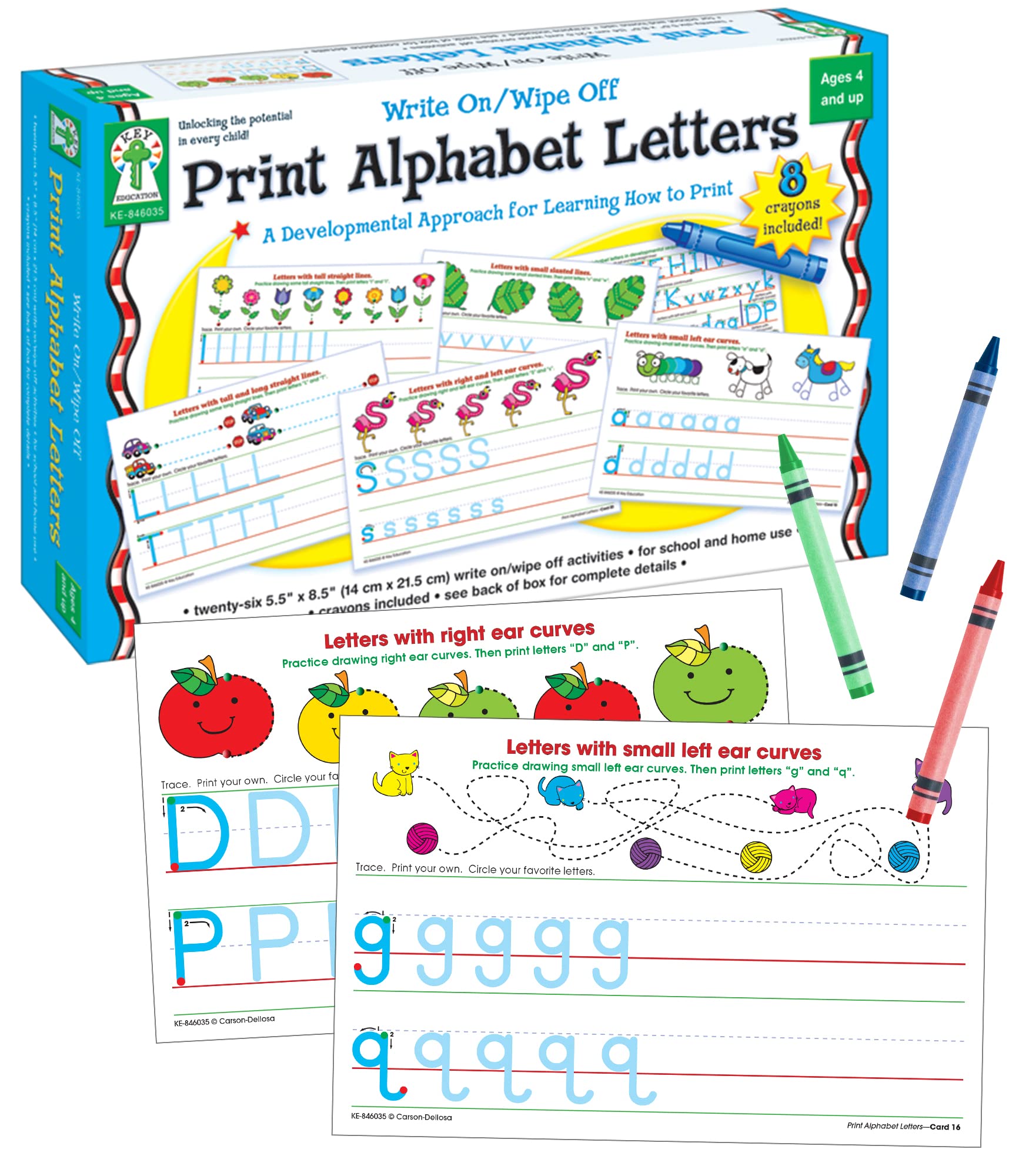 Key Education Publishing Write-On/Wipe-Off Print Alphabet Letters, Literacy Activities