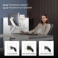 Fellowes Platinum Series Monitor Arm for 40-Inch Monitors, Full Motion, VESA Mount, USB Ports, Ergonomic