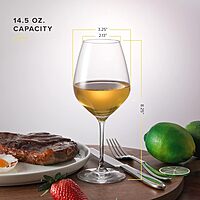 Table 12 14.5-Ounce White Wine Glasses, Set of 6, Lead-Free Crystal, Break Resistant 1- PACK White Wine