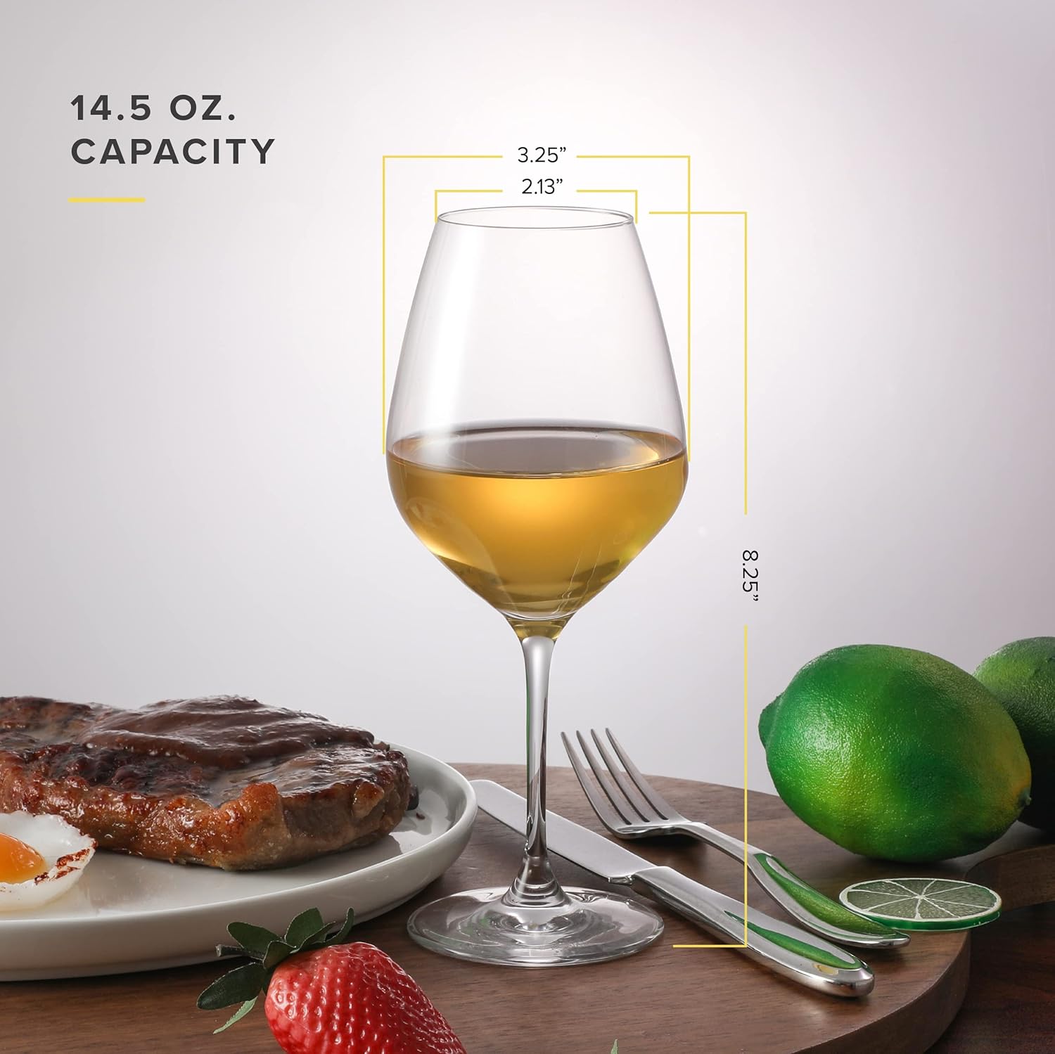 Table 12 14.5-Ounce White Wine Glasses, Set of 6, Lead-Free Crystal, Break Resistant 1- PACK White Wine