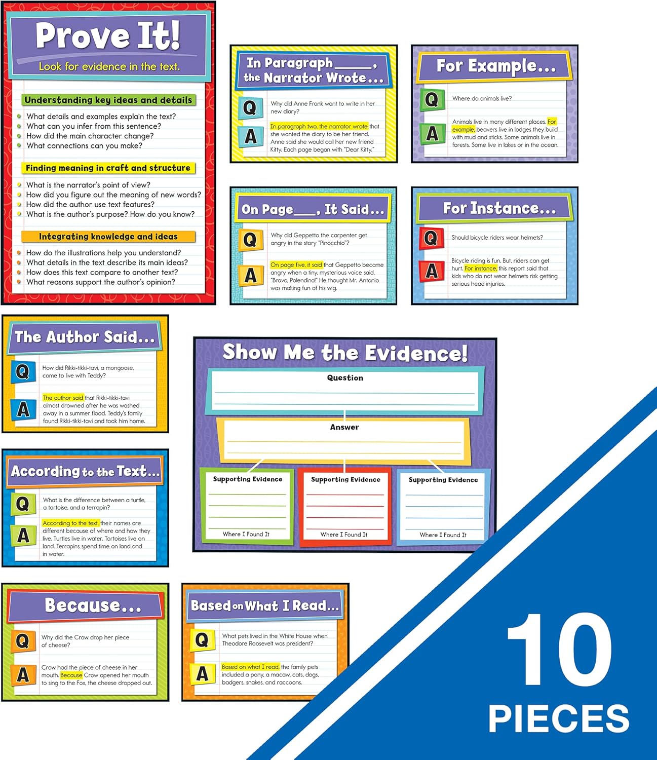 Carson Dellosa Evidence-Based Reading and Writing Bulletin Board Set (110290), 17" x 24", 17" x 12", Multicolor