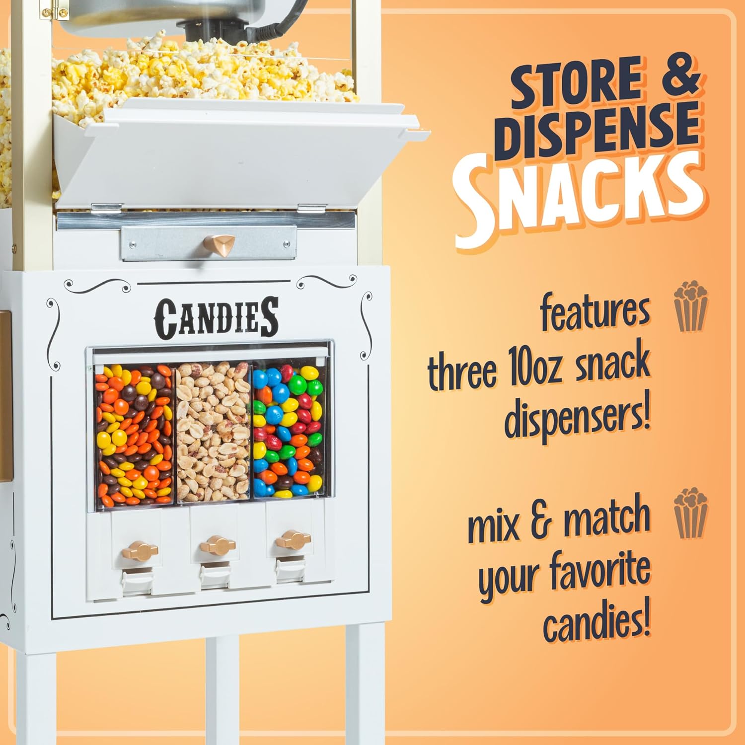 NOSTALGIA Vintage-Style Professional Popcorn Cart with 8 oz Kettle