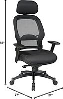 Office Star Professional Air Grid Mesh High-Back Office Chair With Headrest, Black