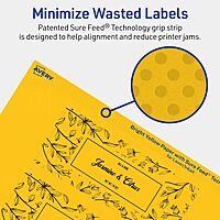 Avery Printable Rectangle Labels, Sure Feed Technology, 2" x 5", Bright Yellow, Pack of 40