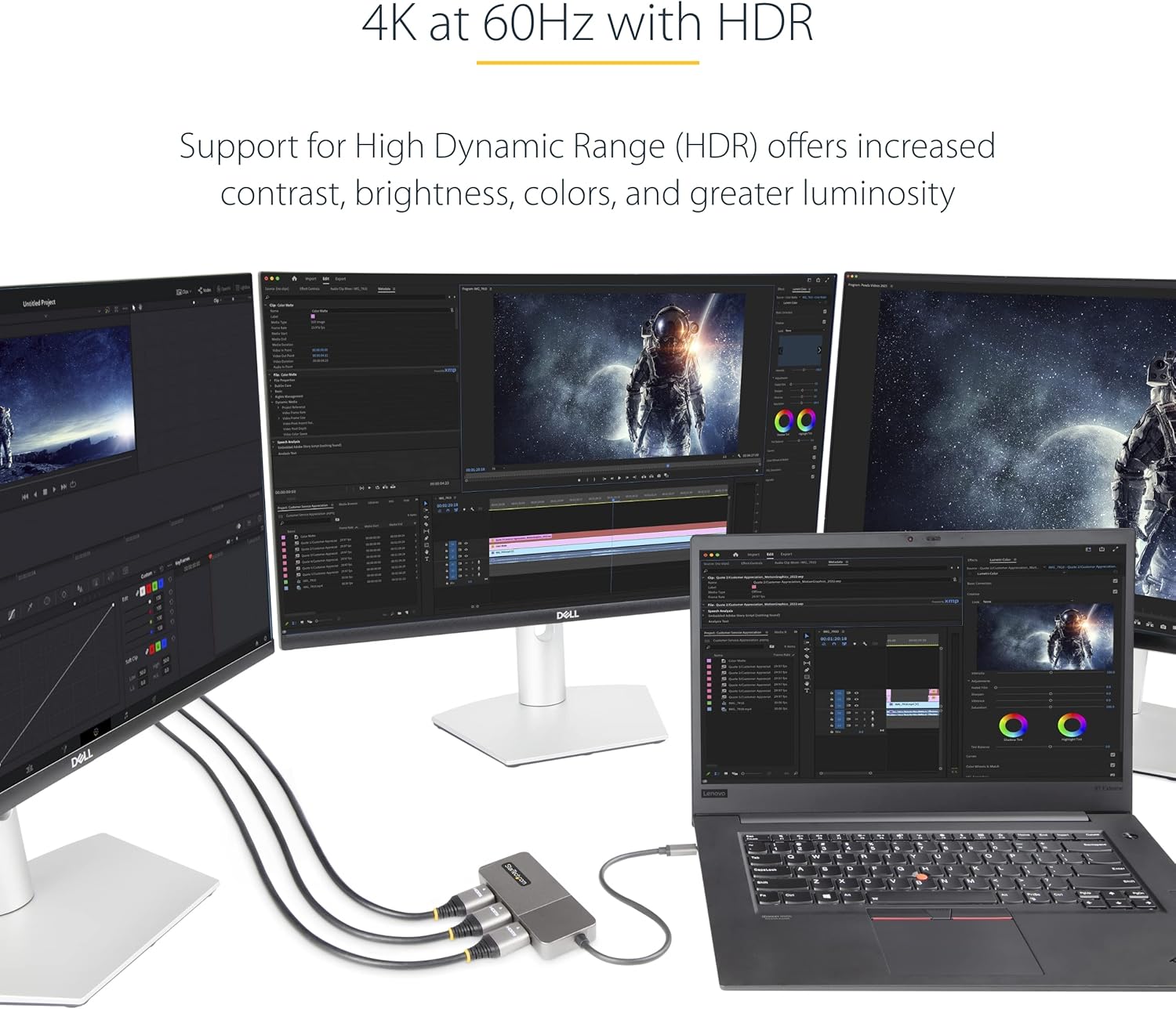 StarTech.com 3-Port USB-C Multi-Monitor Adapter, USB Type-C to 3x HDMI MST Hub