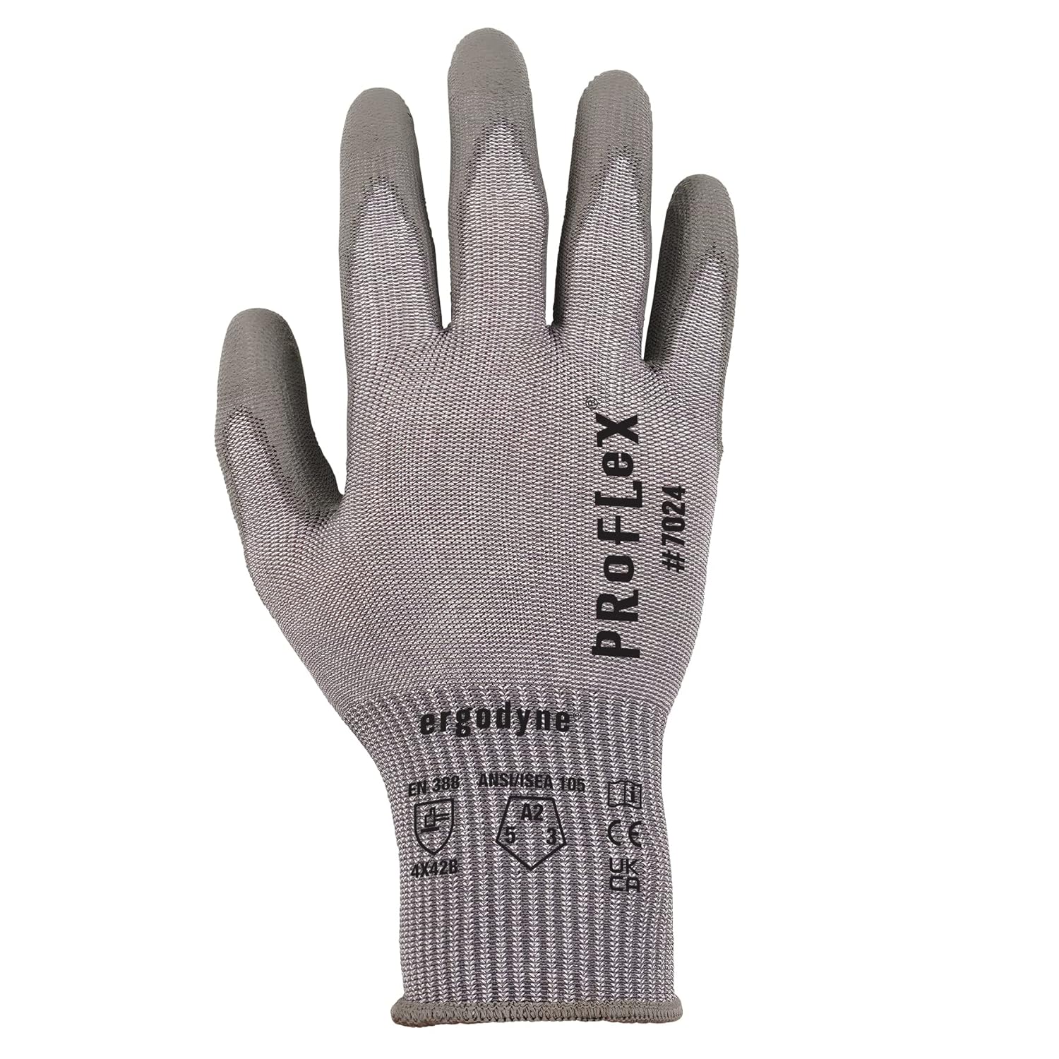 Ergodyne ProFlex 7024 Cut Resistant Work Gloves, PU Coated, 13-Gauge, ANSI A2, Touchscreen-Capable