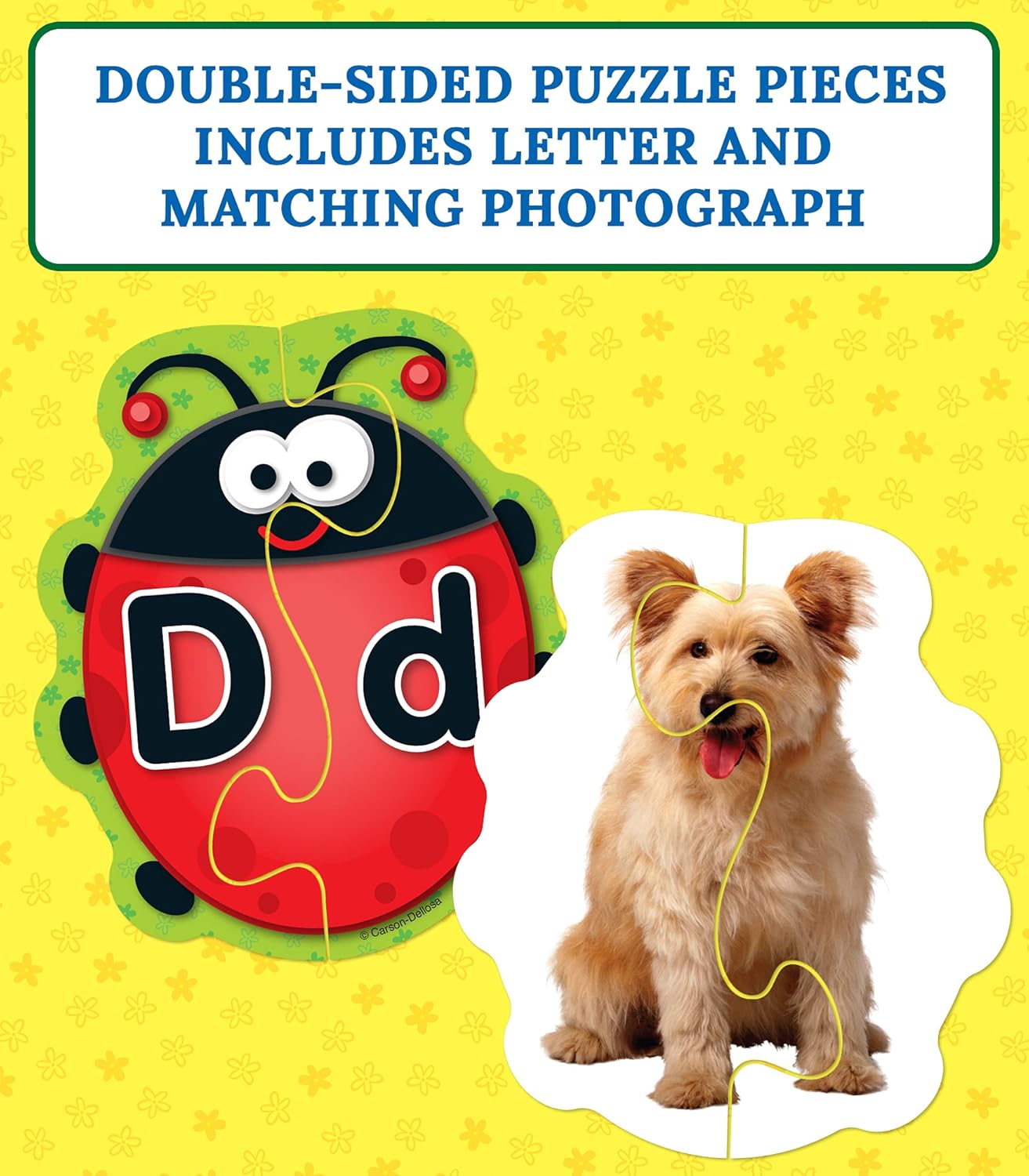 Carson Dellosa Lady Bug Letters Game, 26 2-Sided Ladybugs and Leaves Alphabet Puzzle