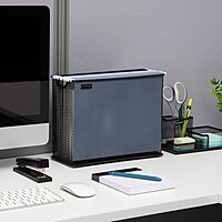 Mind Reader Vertical File Storage, Desktop Organizer, Hanging Files, Office, Metal Mesh, 12.25"L x 5.5"W x 10"H