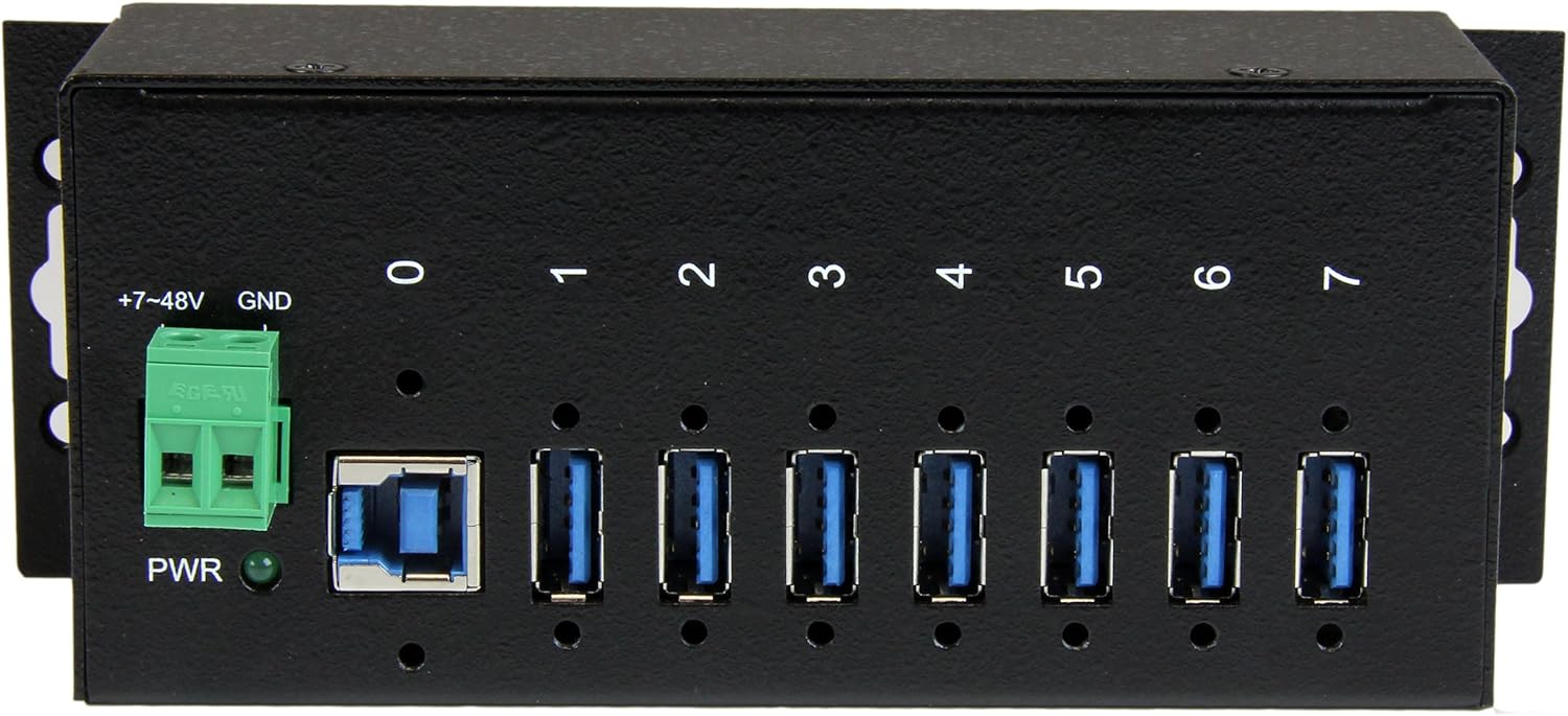 StarTech.com 7-Port USB 3.0 Hub - 5Gbps - Metal Industrial USB-A Hub with ESD Protection & 350W Surge Protection