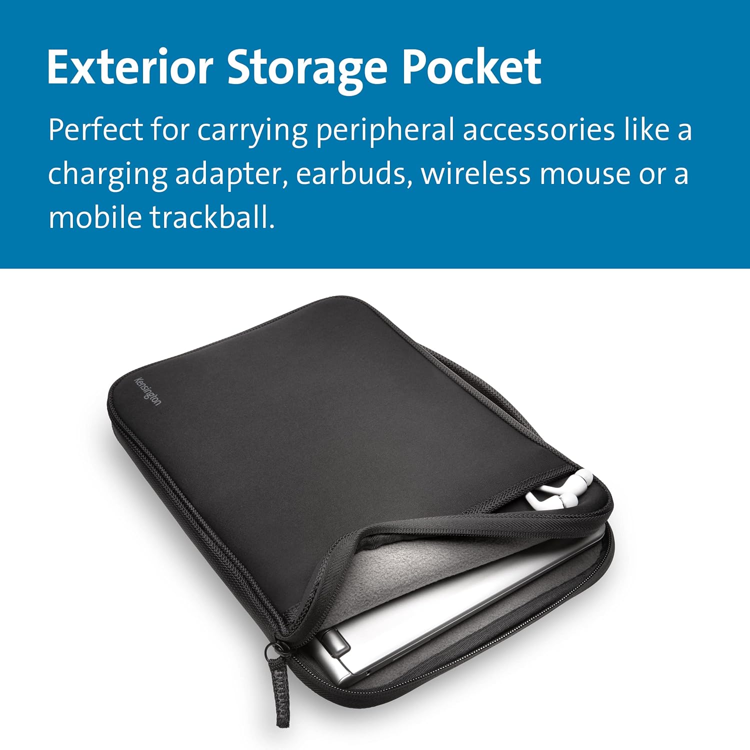 Kensington Laptop Sleeve with Storage Pocket and Fleece Interior